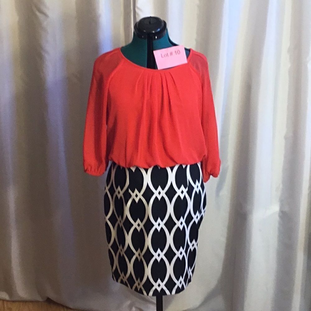 2 tone dress with semi sheer top & stretchy skirt in size 12 by ENFOCUS STUDIO